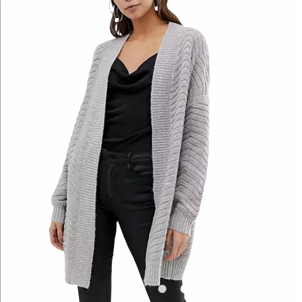 ASOS Y.A.S Chunky Cable Cardigan in Grey